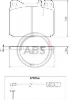 Тормозные колодки, дисковый тормоз (набор) A.B.S. 36105 (фото 1)