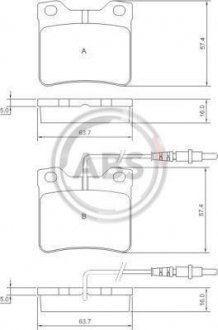 Гальмівні колодки зад. Peugeot 406/607 95- (ATE) A.B.S. 36683 (фото 1)