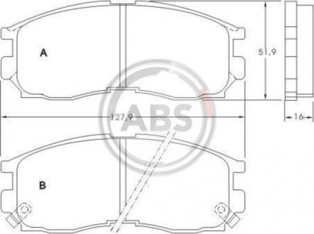 Тормозные колодки передние Mitsubishi Colt IV, Eclipse, Galant IV,V,VI, Lancer IV,V 1.6-2.5 91- A.B.S. 36763 (фото 1)