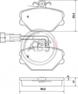 Тормозные колодки, дисковый тормоз (набор) A.B.S. A.B.S. 37001 (фото 1)