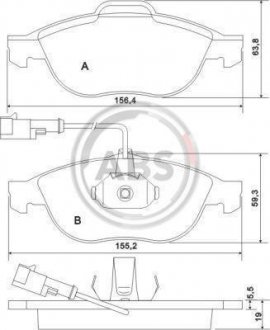 Тормозные колодки, дисковый тормоз (набор) A.B.S. A.B.S. 37064 (фото 1)