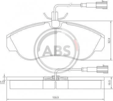 Комплект тормозных колодок, дисковый механизм A.B.S. 37171