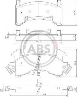 Тормозные колодки, дисковый тормоз (набор) A.B.S. 38154