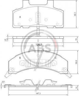 Гальмівні колодки, дискове гальмо (набір) A.B.S. 38215