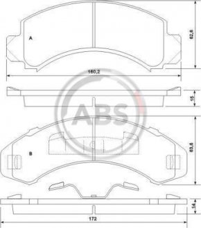 Тормозные колодки, дисковый тормоз (набор) A.B.S. 38249 (фото 1)