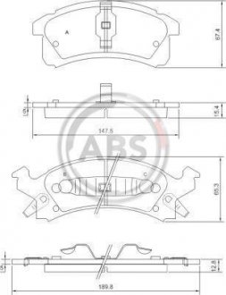 Гальмівні колодки, дискове гальмо (набір) A.B.S. 38506 (фото 1)