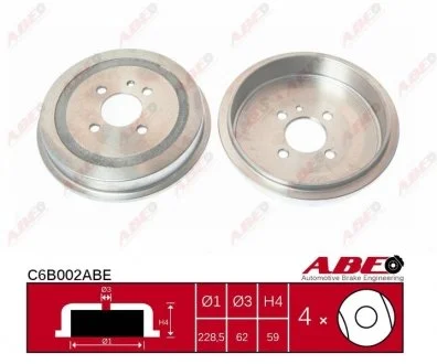 Фото тормозной барабан ABE C6B002ABE Тормозной барабан ABE C6B002ABE