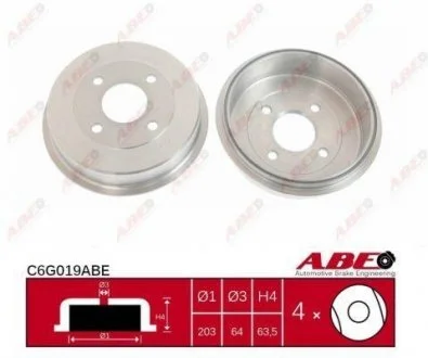 Фото гальмівний барабан ABE C6G019ABE Гальмівний барабан ABE C6G019ABE