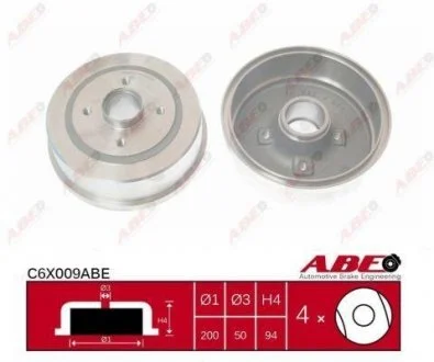 Фото гальмівний барабан ABE C6X009ABE Гальмівний барабан ABE C6X009ABE