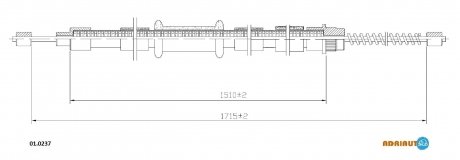 Трос ручного гальма лів/прав. 33 88- 1713mm ADRIAUTO 010237