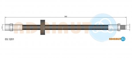 Шланг гальмівний передн. (385мм) LT 83-96, AUDI 100 82 ADRIAUTO 03.1201