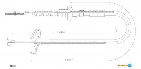 Трос зчеплення 845/580 мм MATIZ 0,8 05- ADRIAUTO 06.0105 (фото 1)