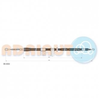 Трос ручного гальма прав Lanos (всі мод. з 99 -)1585 задн. ADRIAUTO 06.0202 (фото 1)