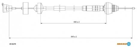 Трос зчеплення Berlingo всі 1,6 16v 98- (910) (ручн. рег.) ADRIAUTO 070179