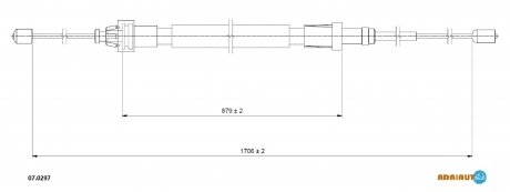 Трос ручного гальма бараб. 1705/880 мм C3 II, DS3 ADRIAUTO 070297