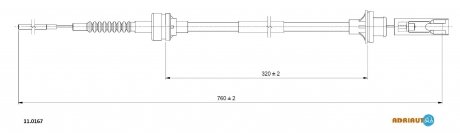 Трос сцепления 764/320mm Fiat Tempra, Tipo, Lancia 1.9TD 90- ADRIAUTO 110167
