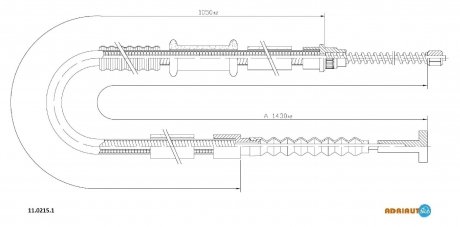 Трос ручного гальма задн. лів. Brava, Bravo 1,4 (бараб) 95- ADRIAUTO 1102151 (фото 1)