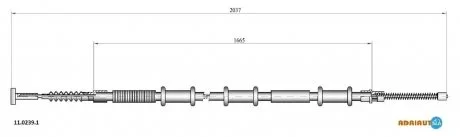 Трос стояночного гальма задн Прав (2035мм/2015мм) FIAT MULTIPLA 1.6/1.9D 04.99-06.10 ADRIAUTO 1102391