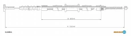 Трос стояночного гальма задн Лів (1165мм/1165мм) FIAT MULTIPLA 1.6/1.9D 04.99-06.10 ADRIAUTO 1102401