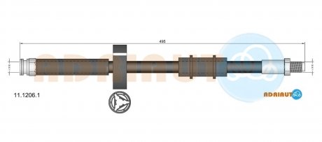Шланг гальмівний передній Ducato 94- (без ABS) ADRIAUTO 11.1206.1 (фото 1)