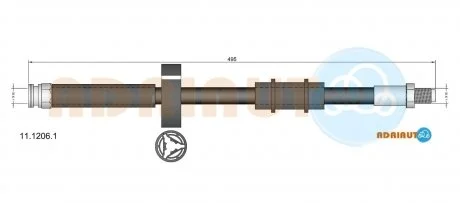 Шланг гальмівний передній Ducato 94- (без ABS) ADRIAUTO 11.1206.1