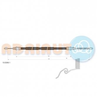 Трос ручного гальма задн. прав. Transit 00-(задн.привід) ADRIAUTO 1302061