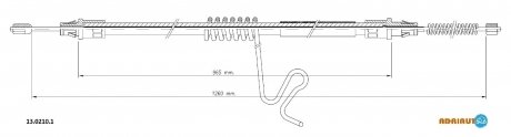 Трос ручного гальма TRANSIT 00- 1260 задн. прав. ADRIAUTO 1302101 (фото 1)