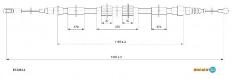 FORD Трос ручного тормоза задний GALAXY, SEAT ALHAMBRA 97- ADRIAUTO 1302611