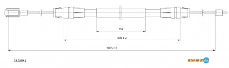 Трос ручного гальма задн. прав.TRANSIT 06- ADRIAUTO 13.0269.1
