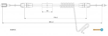 Трос ручного гальма задн. прав.TRANSIT 06- ADRIAUTO 13.0271.1 (фото 1)