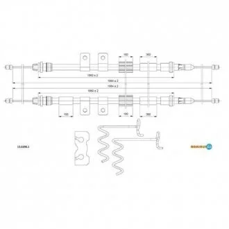Трос ручного гальма (довга база) Transit Connect 02- (1985/1860mm) ADRIAUTO 1302901