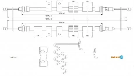 Трос ручного гальма Connect 02- ADRIAUTO 1302911