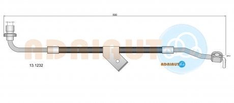 Шланг гальмівний передн. прав. Transit 86- ADRIAUTO 13.1232