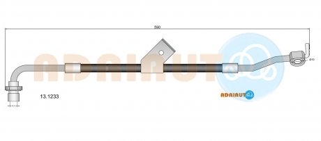 Шланг гальмівний передній лівий Transit 86- ADRIAUTO 13.1233 (фото 1)