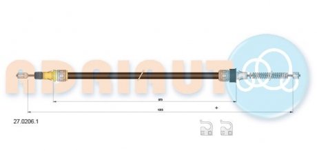 SMART Трос ручного тормоза 1035/870+1035/870 мм ROADSTER 03- ADRIAUTO 2702061