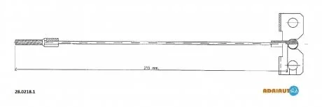 Трос стояночного гальма передн Лів/Прав (220мм/220мм) NISSAN 350Z, ALMERA II, ALMERA TINO 1.5-3.5 01.00-12.06 ADRIAUTO 2802181