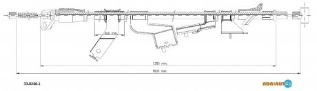 Трос ручного гальма лів. AGILA 08-, SUZUKI SPLASH 08- ADRIAUTO 33.0246.1 (фото 1)