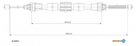 Трос ручного гальма задн. прав. CLIO III, MODUS / GRAND MODUS ADRIAUTO 4102092 (фото 1)