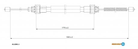 Трос ручного гальма Logan MCV 04- 1993/1770mm ADRIAUTO 4102811 (фото 1)