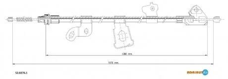 Трос стояночного гальма задн Лів (1575мм/1380мм) TOYOTA YARIS 1.0/1.3/1.4D 04.99-09.05 ADRIAUTO 5202761