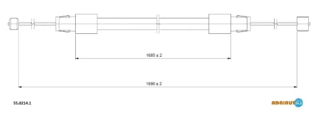 Трос стояночного гальма середн Лів/Прав (1890мм/1685мм, гальма: диск) AUDI Q7, VW TOUAREG 2.5D-6.0D 10.02-08.15 ADRIAUTO 5502141