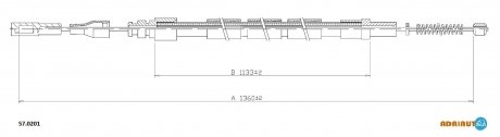 Трос ручного гальма прав.340,360 81- 1360 ADRIAUTO 570201