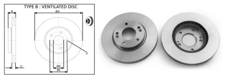 Диск гальмівний перед. Hyunday Tucson 2.0I,2.7I,2.0CRDI 04.06-,Kia Sportage III APPLUS 61307AP