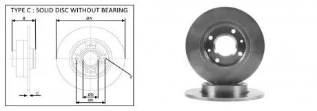 Диск тормозной, лев/прав, задн (кратно2шт) PEUGEOT PARTNER Минивэн (5_) (05/96-12/15) APPLUS 61322AP