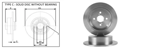 Диск гальмівний задн. Toyota Corolla 1.4I/1.6I 01- APPLUS 61363AP