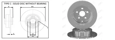 Диск гальмівний зад. Toyota Avensis 1.6,1.8,2.0 03- APPLUS 61413AP