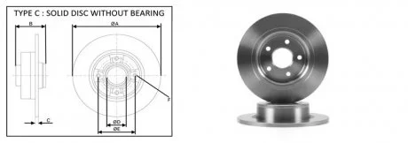 Диск тормозной, лев/прав, задн (кратно2шт) FORD TOURNEO CONNECT (06/02-12/13) APPLUS 61450AP