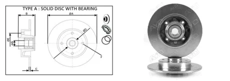 Диск гальмівний задній (з підшипником) PSA C3 II/III/C4 I/DS3/2008/207/208/307 2004- APPLUS 61585BAP