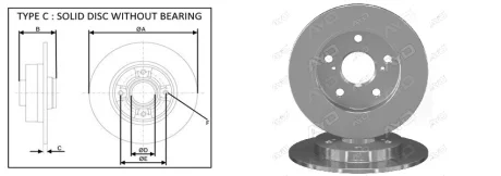 Гальмівний диск зад. TOYOTA AURIS, COROLLA 1.33-1.8VVTi 01.07- APPLUS 61593AP