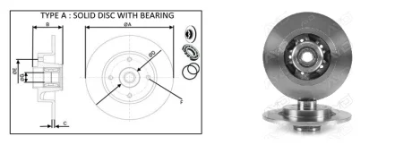 Диск гальмівний задній (з підшипником) 275Х11 Renault Kangoo 08- (+ ABS) APPLUS 61612BAP